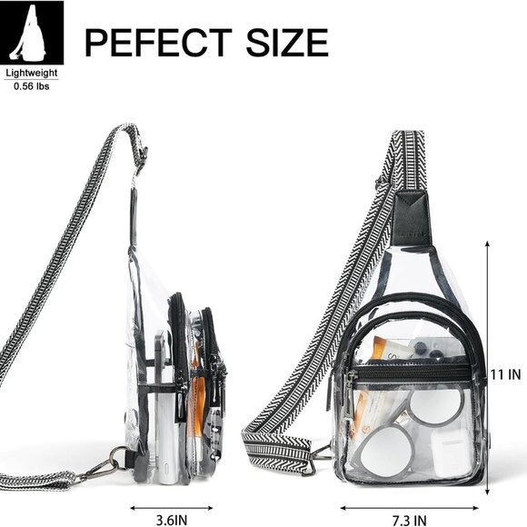 Clear Sling Bag - Stadium Approved Purse Backpack Crossbody Fanny Pack for Women - Picture 7 of 9